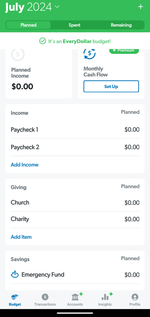 EveryDollar Budget Plan - Best Budgeting Apps for ADHD